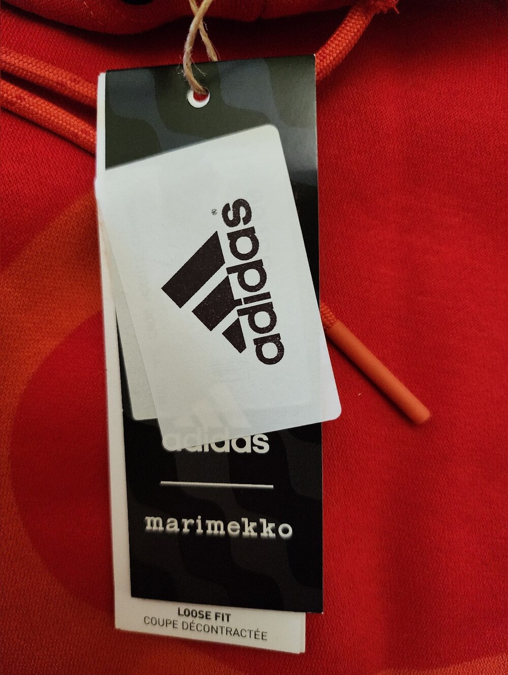 NWT Adidas X Marimekko Fleece Cropped Hoodie Womens M Loose Fit RARE IN RED - Picture 6 of 14